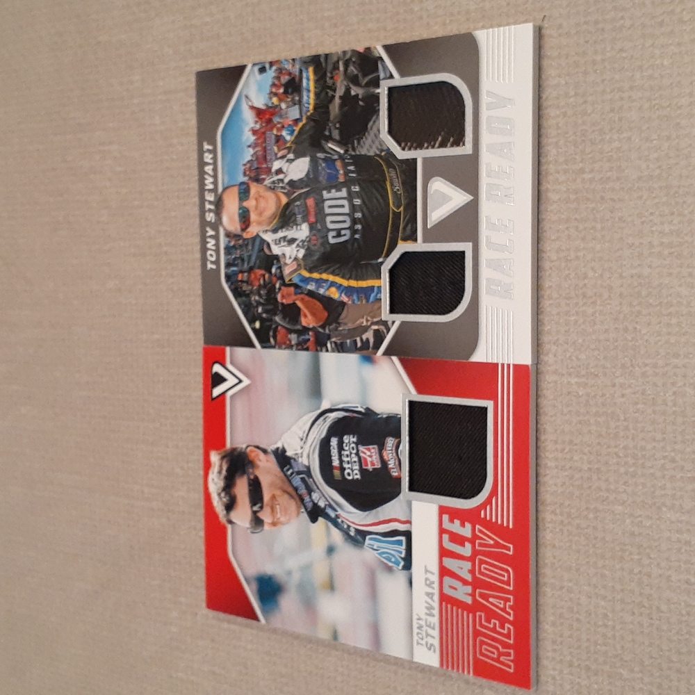 2 Victory Lane Race Ready Tony Stewart Used Material Cards Numbered
